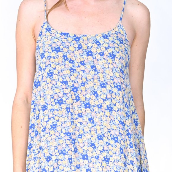 FLYNN SKYE Blue Floral Print Mini Slip Dress - Picture 2 of 6